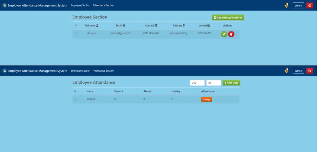 Attendance Management System menggunakan Framework Codeigniter